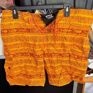 NWT Salt Life Orange and Brown Cargo AQUATRUNKS with Tribal Patterns
